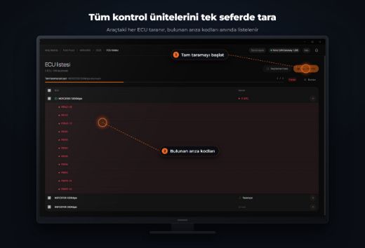 OBDTalk-Desktop ile tüm kontrol ünitelerini tarama
